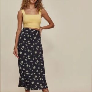 Reformation Bea Daisy Floral Print Maxi Skirt - New, Size 0